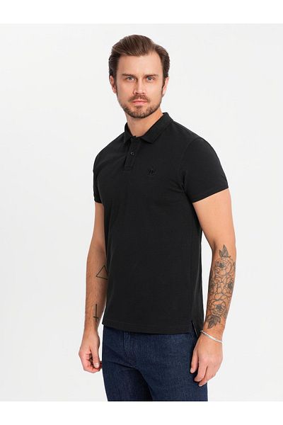 OMBRE BASIC Herren Baumwoll-Polo-T-Shirt-Set - Weiß/Grau meliert/Schwarz V2 OM-POBS-0133 XL
