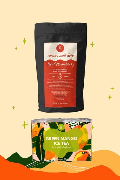 Mim and More Green Escape Duo - Decaf Strawberry Easy Cold Drip, Green Mango Ice Tea Summer Pack of 2