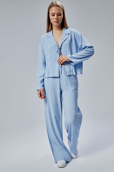 Bolivente Baby Blue Elastic Waist Wide Leg Trousers