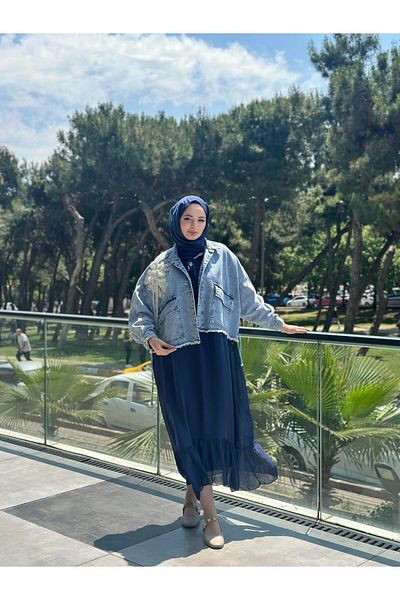 Ranasubaşı Floral Embroidered Denim Jacket