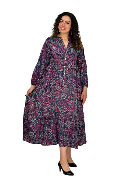 BAGLAN Women's Printed Long Sleeve Dress Bgl-St04670