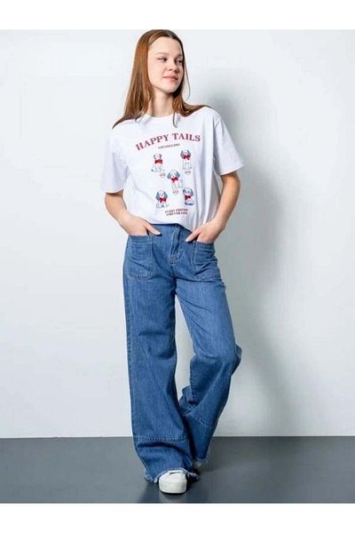 Zekids Tricou oversize pentru fete cu design imprimat câine