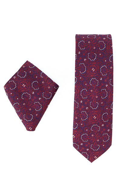 Oppland Men's Tie Classic Handkerchief Stylish Stain Resistant Viero Patterned Slim Matching Wide Design