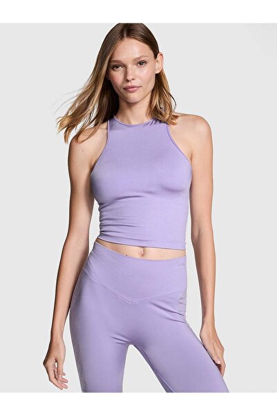 PINK Seamless Sütyenli Halter Tişört