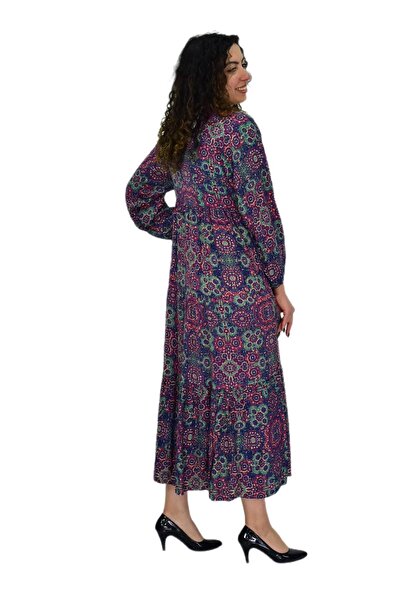 BAGLAN Γυναικείο Στάμπα Μακρυμάνικο Φόρεμα BGL-ST04670