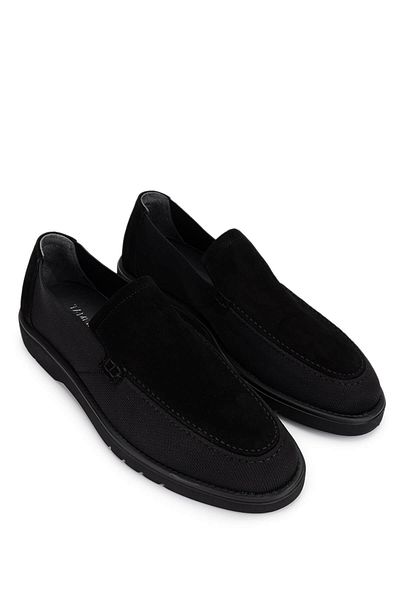 Tamer Tanca Men's Genuine Leather Black Casual Shoes