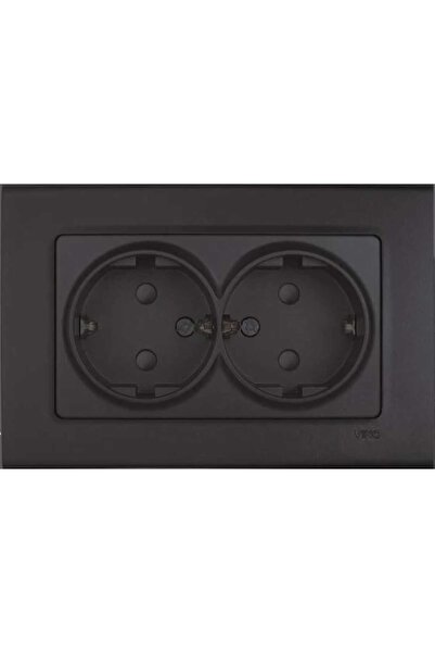 VİKO Linnera Life Gece Siyahı İkili Topraklı Priz Artline Serisi - Çerçeve Dahil