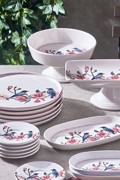 Fecra Pink Bird 18 Parça Servis ve Sunum Seti
