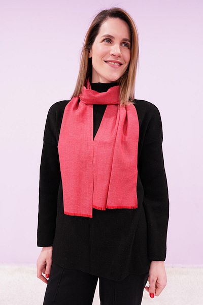 Defne&Apollon İpekçilik 100% Silk Hand Woven Scarf 35 X 160 cm - Red