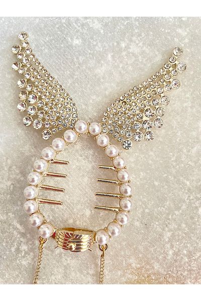 By Selen Suyolcu Zircon Stone Bun Buckle with Hanging