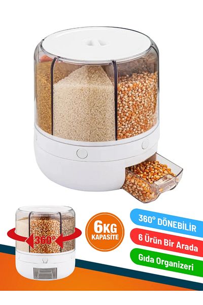 Vezir Aksesuar 360 °   Rotatable 6 Compartment Airtight Pulse Organizer – Practical and Stylish Storage Solution!