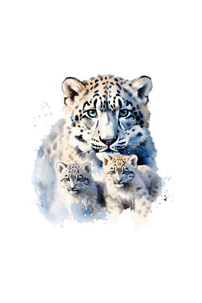 INOVATIX Set de 8 piese, autocolant leopard cu doi pui, INOVATIX®. 6 cm