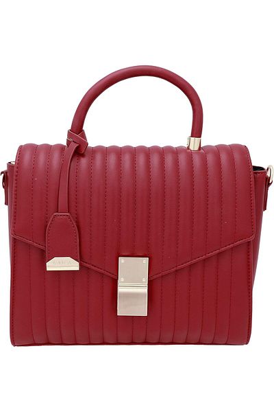 AMICA Daniela Women's Quilted Leather Crossbody Plum Red Handbag with Functional Lock