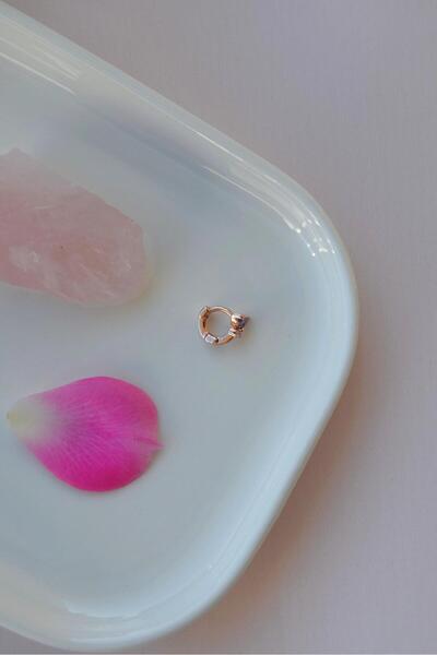 Sacce Scarves&Accessories Minik Mor Kanatlı Kelebek Piercing | Rose Renk Zirkon Taşlı