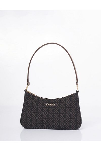 Kayra Geantă Hobo cu model monogramă maro