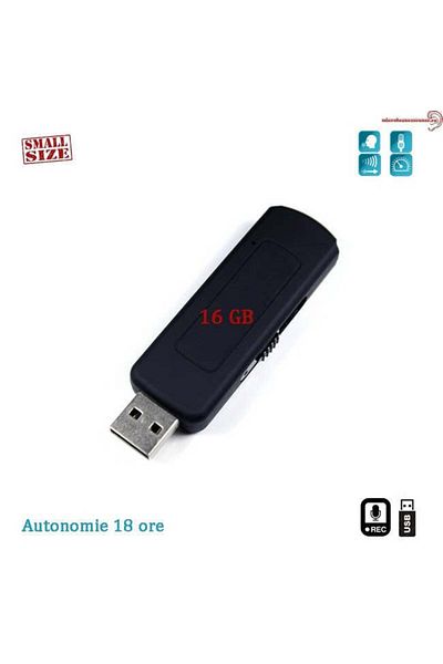 Minitechnics 16Gb USB memory stick recorder - 296 hours, voice activation function - professional model