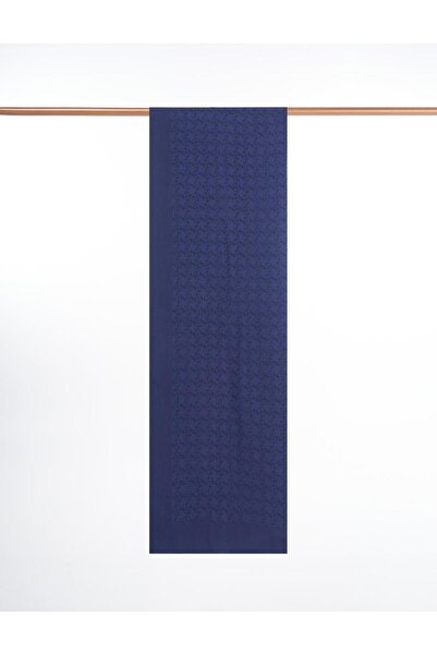 Kayra Model Monogramă șal amestecat de bumbac Bleumarin