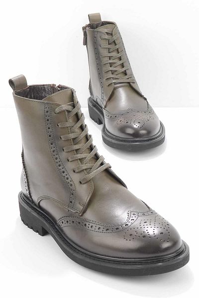 Bambi Ανδρικές Μπότες & Μποτάκια Khaki Leather E02549172603