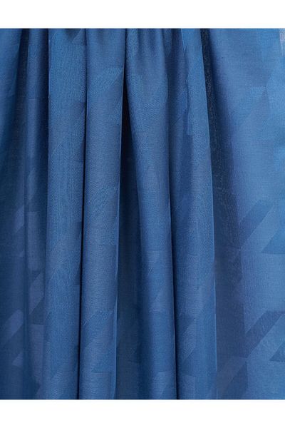 Kayra Goose Feet Pattern Jacquard Shawl Indigo