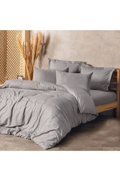 Cotton Box 100% cotton bed linen for 1 person, grey plaid