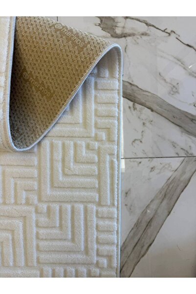 ENDER HALICILIK Bukle Krem Kabartmalı Elit Rolyef Kaymaz Pamuk Tabanlı Yıkana...