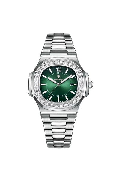 delis Men's watch Poedagar CS1845, stainless steel, silver, green dial