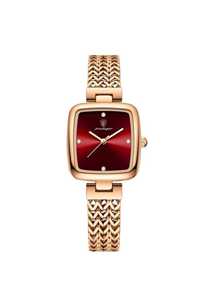 delis Ceas de dama Poedagar CS1914, otel inoxidabil, rose gold, cadran visiniu