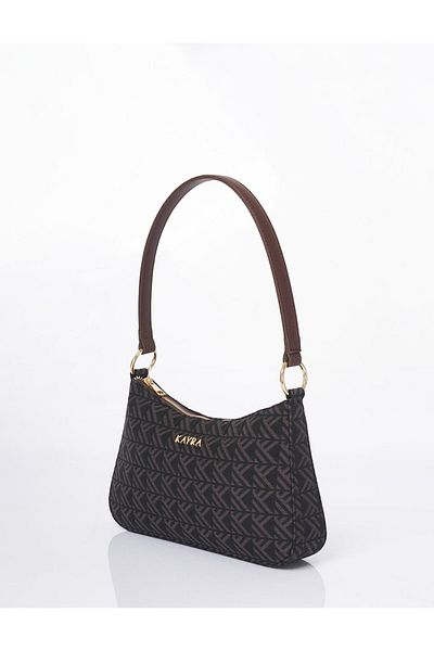 Kayra Geantă Hobo cu model monogramă maro