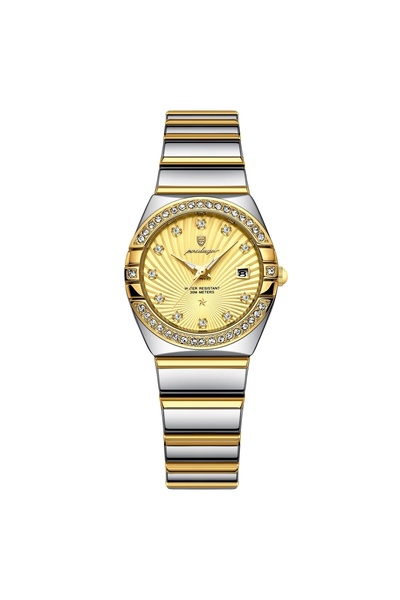 delis Ceas de dama Poedagar CS1867, otel inoxidabil, argintiu-rose gold, cadran auriu