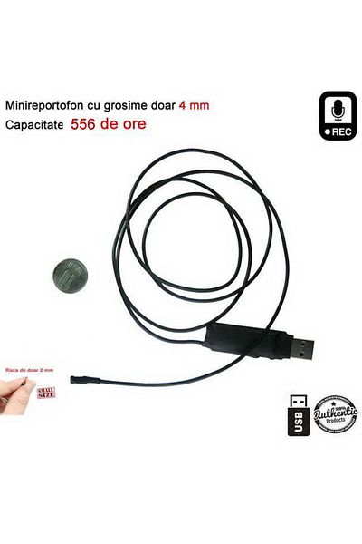 Minitechnics Mini Voice Recorder with Microphone X-tend Flexible 100 cm - Dual-Mode: 24 Hours Enhanced HD Recording and