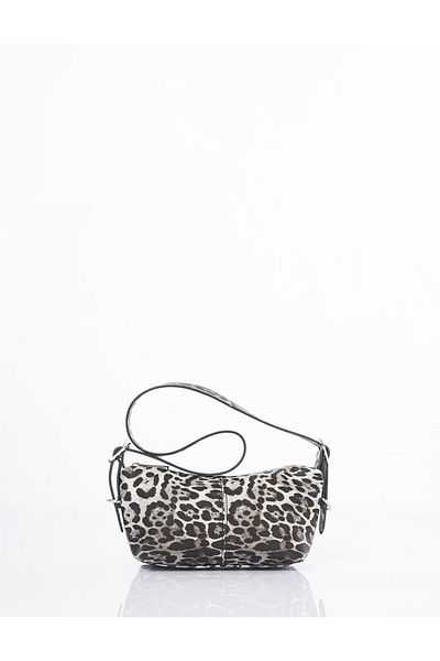 Kayra Geantă de umăr cu model leopard neagră