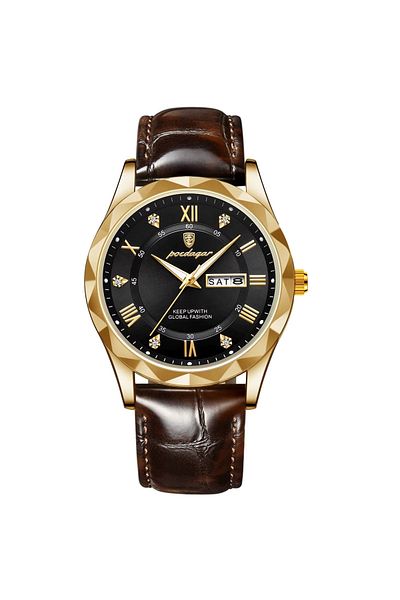delis Men's watch Poedagar CS1774, natural leather, brown, black dial