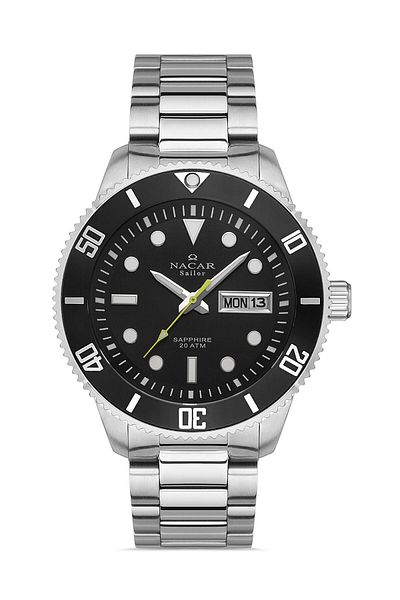 Nacar Safir Glass Sports Silver Men's Wristwatch Nc37- 294235 -Abm