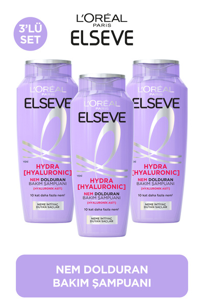 ELSEVE 3lü Elseve Hydra [Hyaluronic] Nem Dolduran Bakım Şampuanı 300 ml