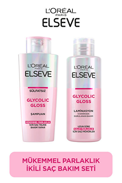 ELSEVE Glycolic Gloss Mükemmel Parlaklık 2'li Saç Bakım Seti: Şampuan & Laminasyon Bakım
