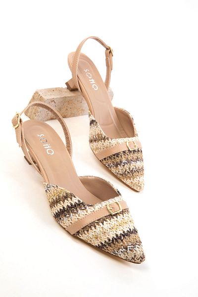 SOHO Beige-Brown Women's Classic Heeled Shoes 20681