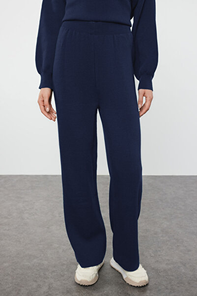 Trendyol Collection Navy Blue Wide Fit Balloon Sleeve Knitwear Bottom-Top Suit Twoaw24Au00067