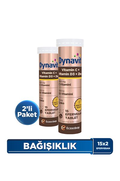 Dynavit Vitamin C-D and Zinc 15 Effervescent Tablets - 2-Pack Advantage