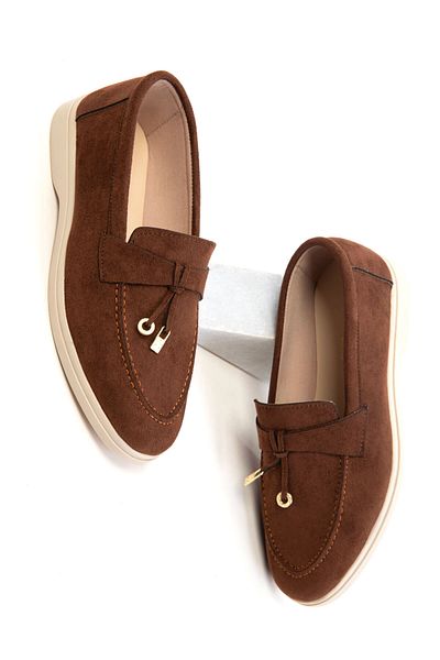 SOHO Brązowe Zamszowe Buty Damskie Loafers 20674