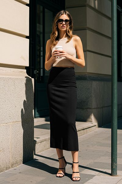 Trendyol Collection Czarna dopasowana spódnica ołówkowa midi Twoss25Et00112
