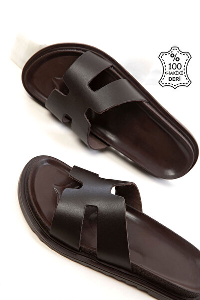 SOHO Brown Genuine Leather Women's Slippers 20684