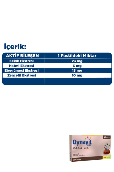 Dynavit Herbal Kekik & Hatmi 16 Pastil - Kekik, Hatmi, Ebegümeci, Zencefil
