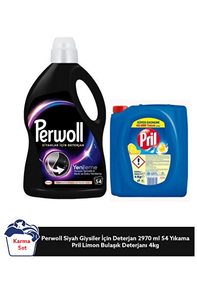 Perwoll Ev Temizlik Seti – 2.97L Siyah Deterjan + 4kg Limon Bulaşık Deterjanı...