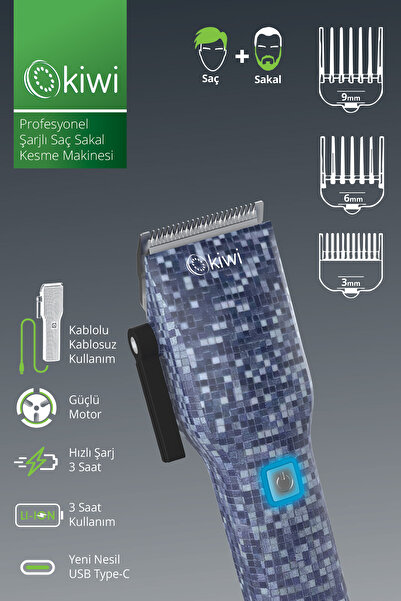 Kiwi Khc-5029 Profesyonel Şarjlı Saç Sakal Makinesi
