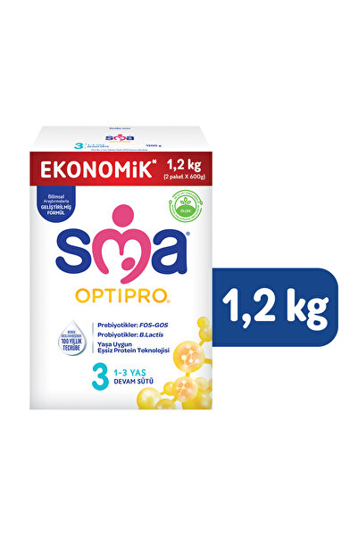 SMA OPTIPRO 3 1-3 yaş Devam Sütü 2x1200g + GERBER ORGANIC Yulaflı, Elma ve Mango Püresi 3x110g