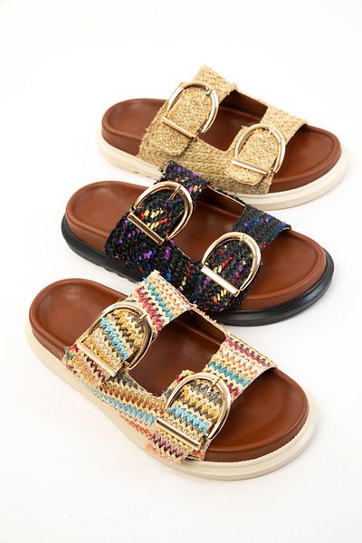 SOHO Klapki damskie Straw-Multi 20698