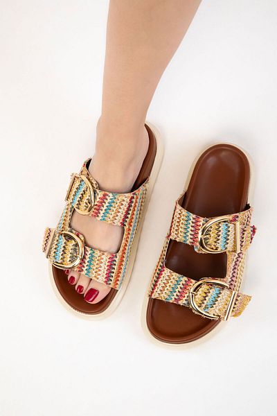 SOHO Klapki damskie Straw-Multi 20698