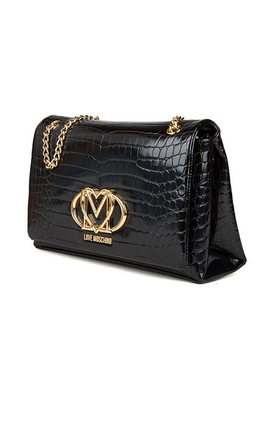 Love Moschino BUCĂTĂ PU CROCO NEGRU