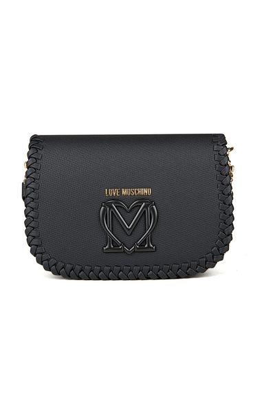Love Moschino Dámská kožená černá taška přes rameno se silným popruhem JC4125PP1MLJ0-000