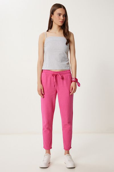 Happiness İstanbul Women's Dark Pink Pocket Gabardine Trousers Wf00113